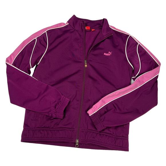 Puma Track Jacket Full Zip Mock‎ Neck Long Sleeve Purple Pink Athletic Women's S - Picture 1 of 15
